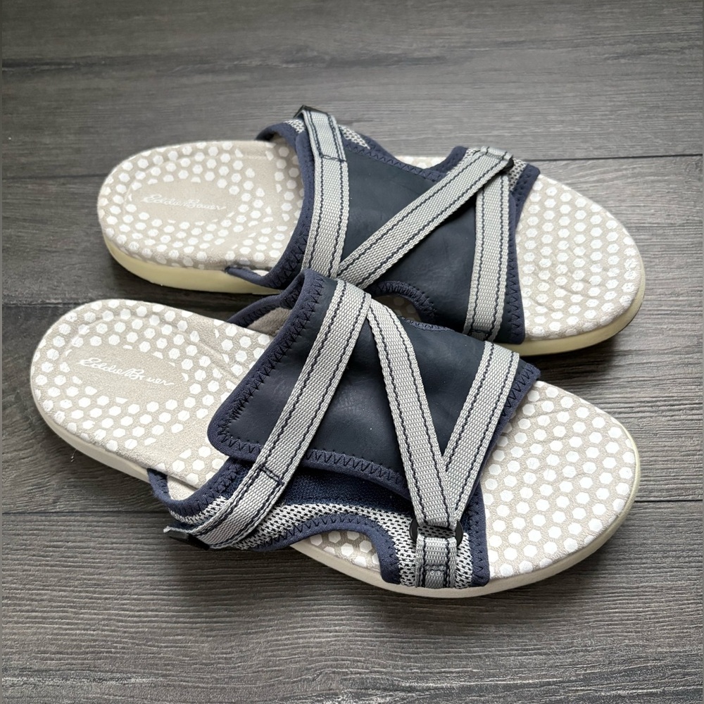 Eddie Bauer Womens Saratoga Slide Sandal Navy/Gray Size 9.5 M